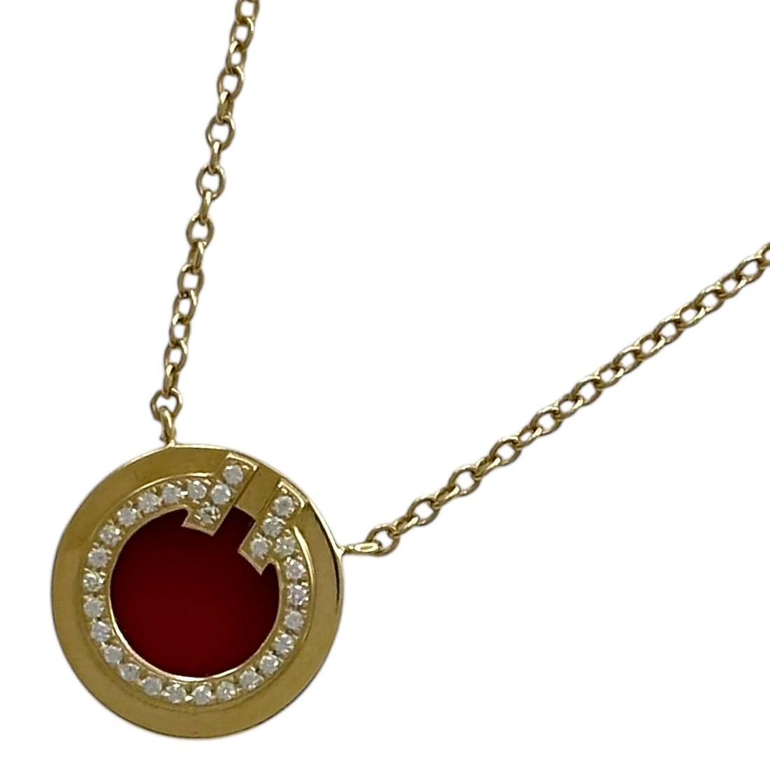 TIFFANY & CO. TTWO CIRCLE NECKLACE GOLD AU750/CARNELIAN/DIAMOND JEWELRY: Tiffany & Co. Ttwo Circle Necklace Gold Au750/Carnelian/Diamond Jewelry Brand: Tiffany & Co. Type/Style: Necklace Material: 18K YG, Main Stone Carnelian Color: YG Size: Size Height: approx. 10.7mm Wid