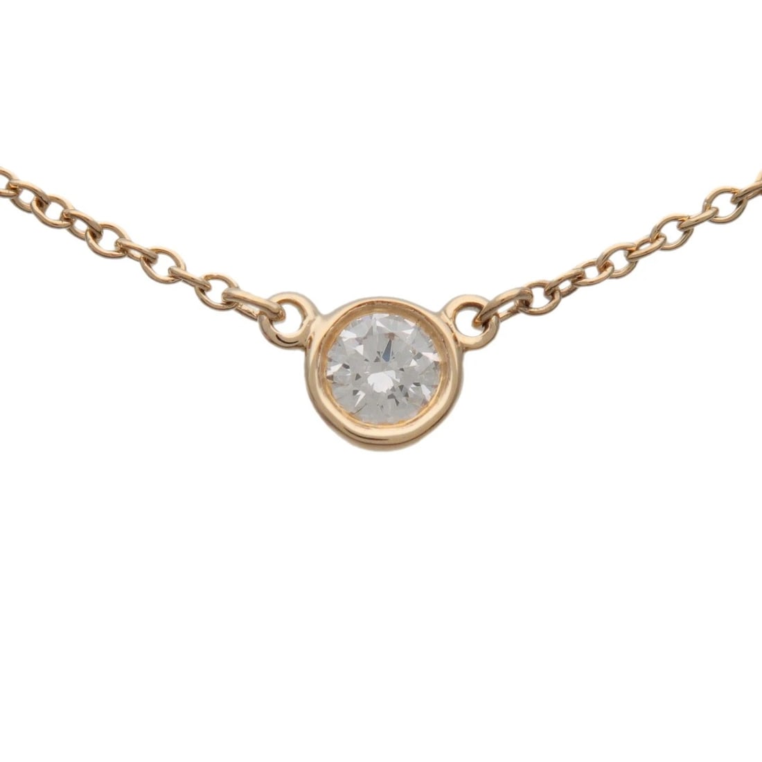 TIFFANY & CO. BY THE YARD 1P DIAMOND NECKLACE: Tiffany & Co. By the Yard 1P Diamond Necklace Brand: Tiffany & Co. Type/Style: Necklace Material: 18K YG Color: YG Size: Size: W: 4.4 mm H: 4.4 mm D: 1.9 mm Chain Length (Neck Circumference): 41 cm