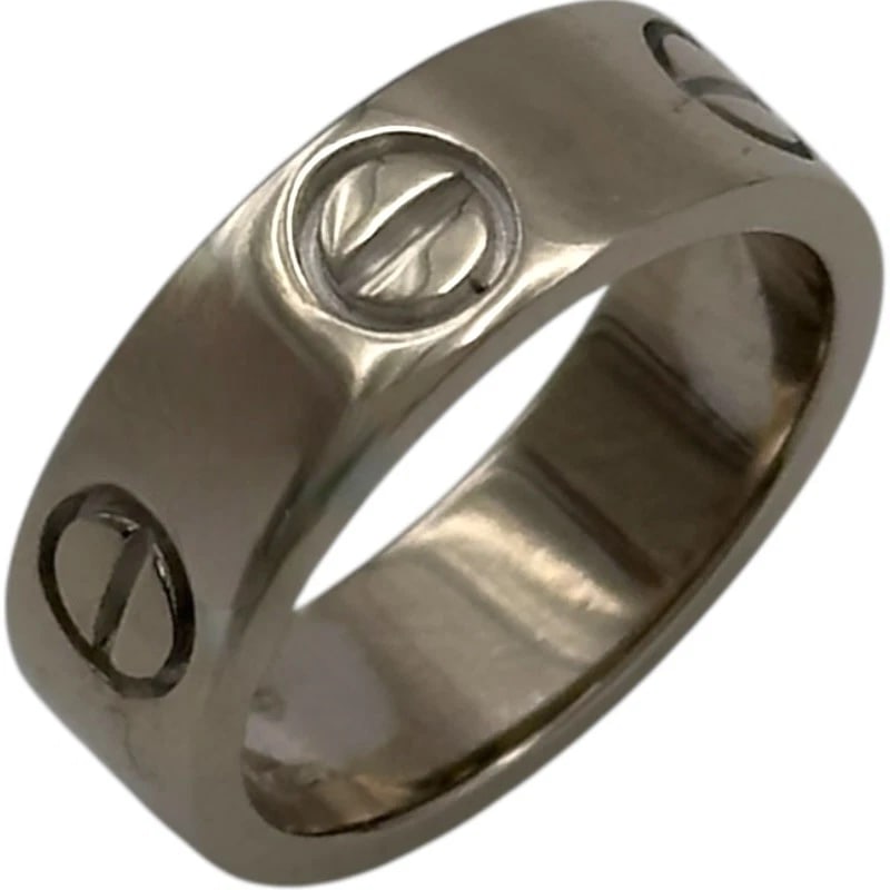 CARTIER LOVE RING WHITE GOLD 18K JEWELRY: Cartier Love Ring White Gold 18K Jewelry Brand: Cartier Type/Style: Ring Material: 18K WG Color: WG Size: 4 US Accessories: None Accessories Notice: When purchasing pre-owned goods, please