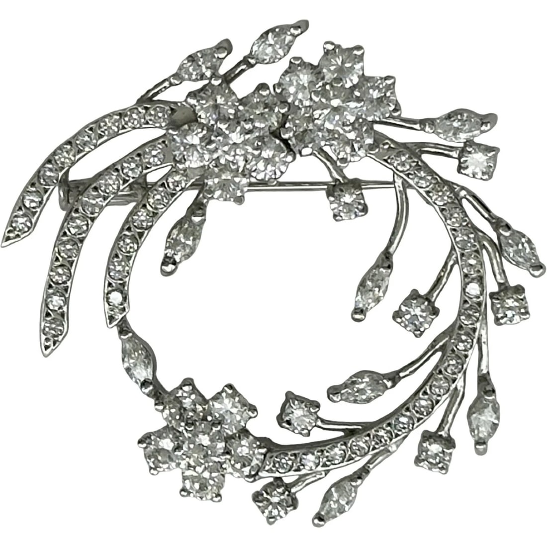 DIAMOND BROOCH WHITE GOLD 18K/K14 DIAMOND JEWELRY (1 of 5)