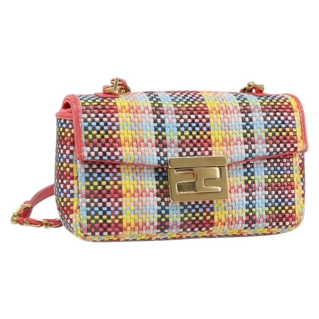 FENDI CHAIN MINI BEE BAGUETTE SHOULDER BAG LEATHER MULTICOLOR GOLD: FENDI Chain Mini Bee Baguette Shoulder Bag Leather Multicolor Gold Brand: FENDI Type/Style: Shoulder Bag Material: Leather Color: Multicolor/Gold Size: Size(Inch) W7.1 x H3.5 x D1.6inch(Approx) Ac