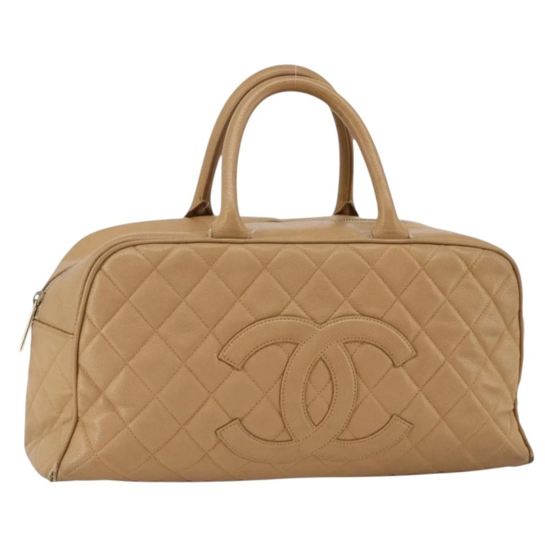 CHANEL MATELASSE BOSTON BAG GRAINED CALF SKIN BEIGE GOLD: CHANEL Matelasse Boston Bag Grained Calf Skin Beige Gold Brand: CHANEL Type/Style: Boston Bag Material: Caviar Skin Color: Beige/Gold Size: Size(Inch) W15.0 x H6.7 x D4.7inch(Approx) Accessories: