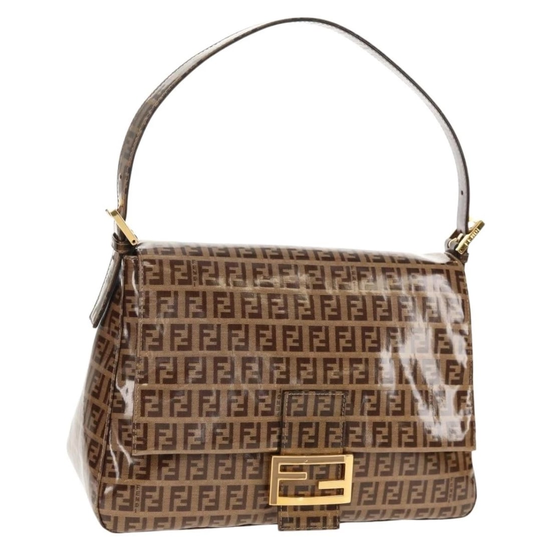 FENDI ZUCCHINO CANVAS MAMMA BAGUETTE BAG ENAMEL BEIGE GOLD: FENDI Zucchino Canvas Mamma Baguette Bag Enamel Beige Gold Brand: FENDI Type/Style: Shoulder Bag Material: Enamel/Zucchino Canvas Color: Beige/Gold Size: Size(Inch) W11.8 x H7.9 x D4.7inch(Approx)