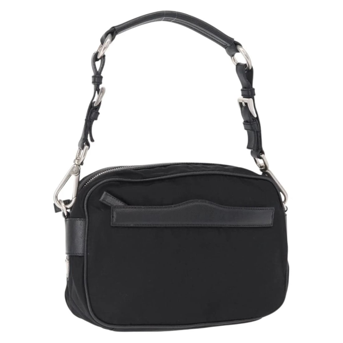 PRADA SHOULDER BAG NYLON BLACK SILVER: PRADA Shoulder Bag Nylon Black Silver Brand: PRADA Type/Style: Shoulder Bag Material: Nylon Color: Black/Silver Size: W9.4 x H6.3 x D3.5inch(Approx) Accessories: None Accessories Notice: When