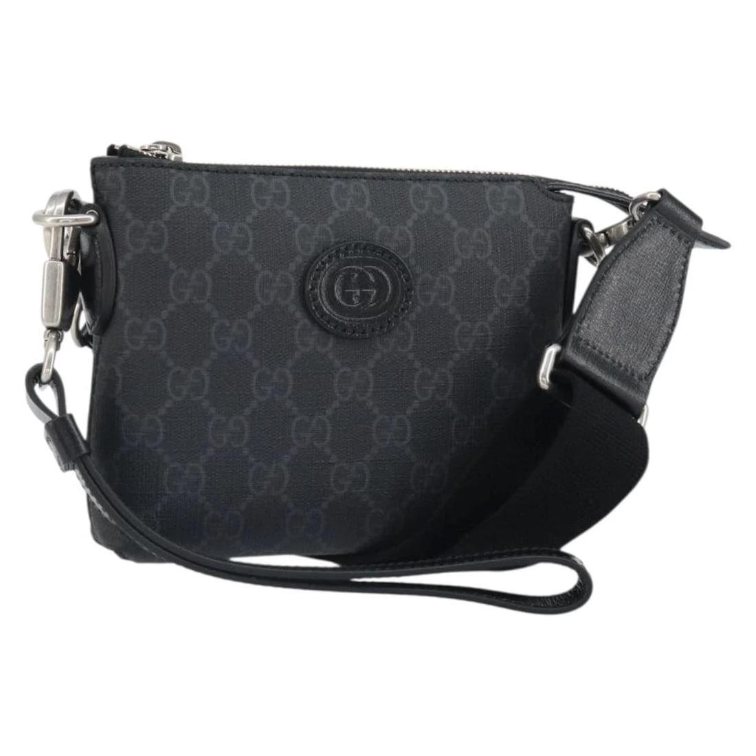 GUCCI GG SUPREME SHOULDER BAG PVC BLACK SILVER: GUCCI GG Supreme Shoulder Bag PVC Black Silver Brand: GUCCI Type/Style: Shoulder Bag Material: PVC Leather/GG Canvas Color: Black/Silver Size: W6.3 x H5.5 x D1.6inch(Approx) Accessories: None