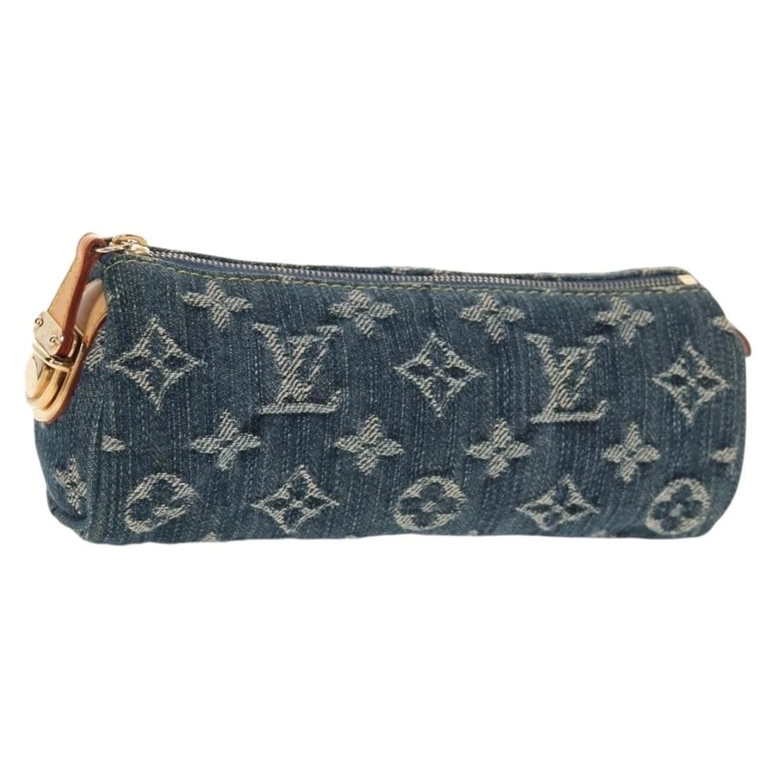 LOUIS VUITTON DENIM TROUSSE SPEEDY GM POUCH: LOUIS VUITTON Denim Trousse Speedy GM Pouch Brand: LOUIS VUITTON Type/Style: Pouch Material: Monogram Denim Canvas Color: Blue Size: W7.1 x H2.8 x D2.4inch(Approx) Accessories: None Access