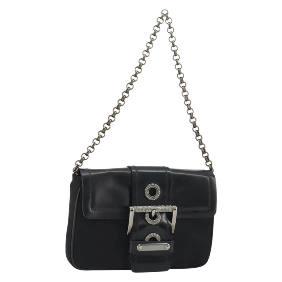 PRADA CHAIN SHOULDER BAG NYLON BROWN SILVER: PRADA Chain Shoulder Bag Nylon Brown Silver Brand: PRADA Type/Style: Shoulder Bag Material: Nylon Color: Brown/Silver Size: W7.1 x H4.7 x D0.8inch(Approx) Accessories: None Accessories Notice: When