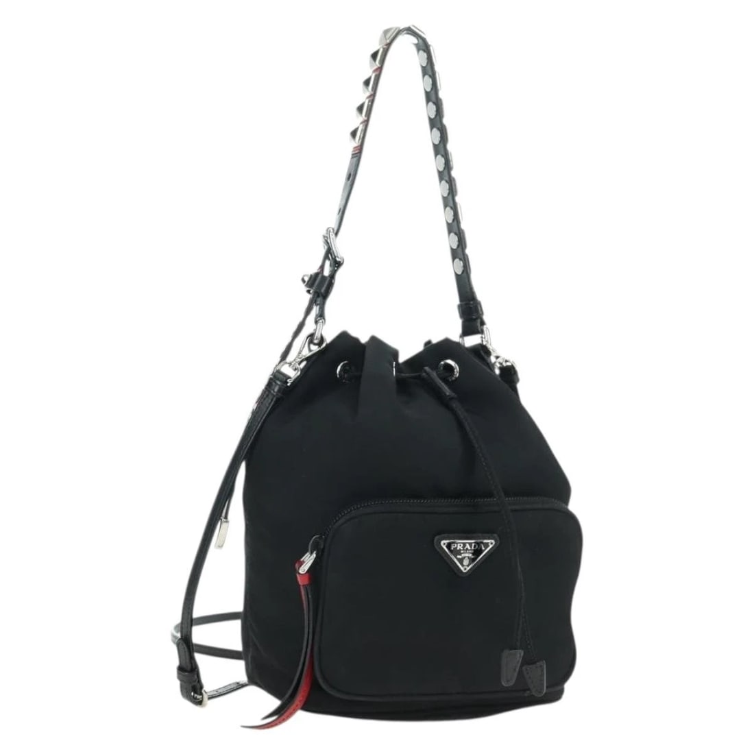 PRADA PURSE SHOULDER BAG NYLON 2WAY BLACK SILVER (1 of 6)