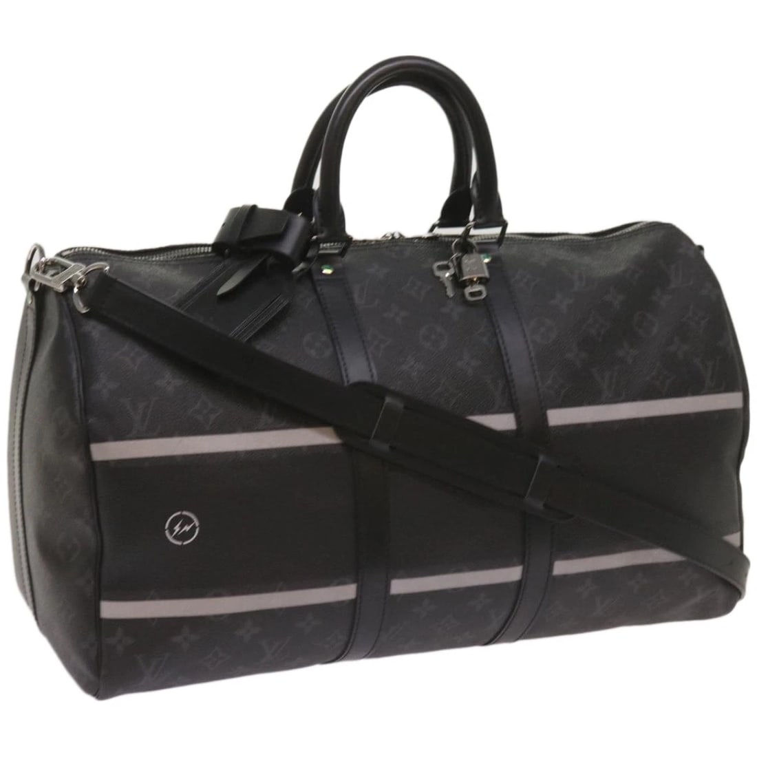 LOUIS VUITTON FRAGT KEEPALL BANDOULIERE 45 BAG: LOUIS VUITTON Fragt Keepall Bandouliere 45 Bag Brand: LOUIS VUITTON Type/Style: Boston Bag Material: Monogram Eclipse Canvas Color: Monogram Eclipse Size: W17.7 x H9.8 x D7.9inch(Approx) Accessori
