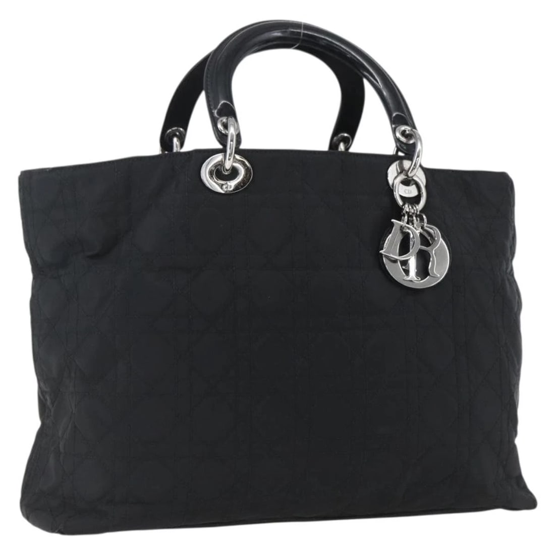 CHRISTIAN DIOR HAND BAG: Christian Dior Hand Bag Brand: Christian Dior Type/Style: Hand Bag Material: Nylon Color: Black/Silver Size: W13.8 x H9.8 x D3.1inch(Approx) Accessories: None Accessories Notice: When purc