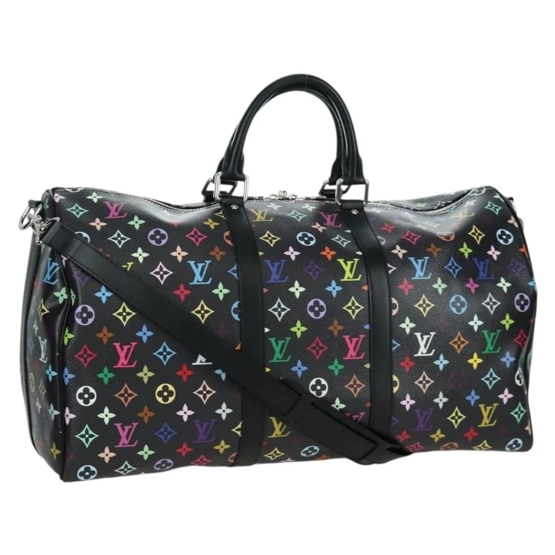 LOUIS VUITTON LVXTM KEEPALL BANDOULIERE 50 BAG: LOUIS VUITTON LVxTM Keepall Bandouliere 50 Bag Brand: LOUIS VUITTON Type/Style: Boston Bag Material: Monogram Multicolor Canvas Color: Black Size: W19.7 x H9.8 x D8.7inch(Approx) Accessories: None