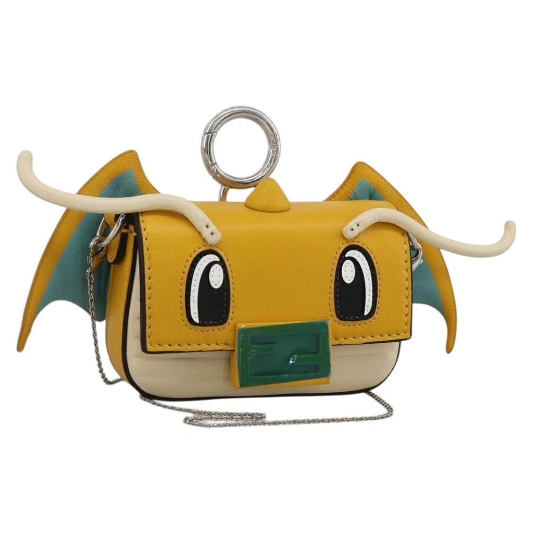 FENDI NAPPA DRAGONITE FRGMT X POKEMON MINI BAG: FENDI Nappa Dragonite FRGMT x POKEMON Mini Bag Brand: FENDI Type/Style: Shoulder Bag Material: Leather Color: Yellow/Silver Size: W3.9 x H2.4 x D0.8inch(Approx) Accessories: None Accessori