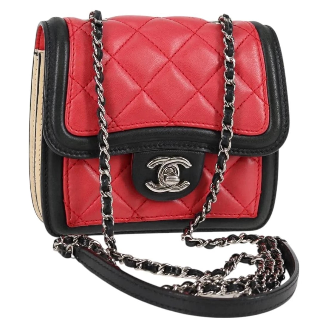 CHANEL MATELASSE CHAIN SHOULDER BAG LAMB SKIN: CHANEL Matelasse Chain Shoulder Bag Lamb Skin Brand: CHANEL Type/Style: Shoulder Bag Material: Lamb Skin Color: Red/Silver Size: W5.9 x H4.3 x D1.8inch(Approx) Accessories: None Accessorie