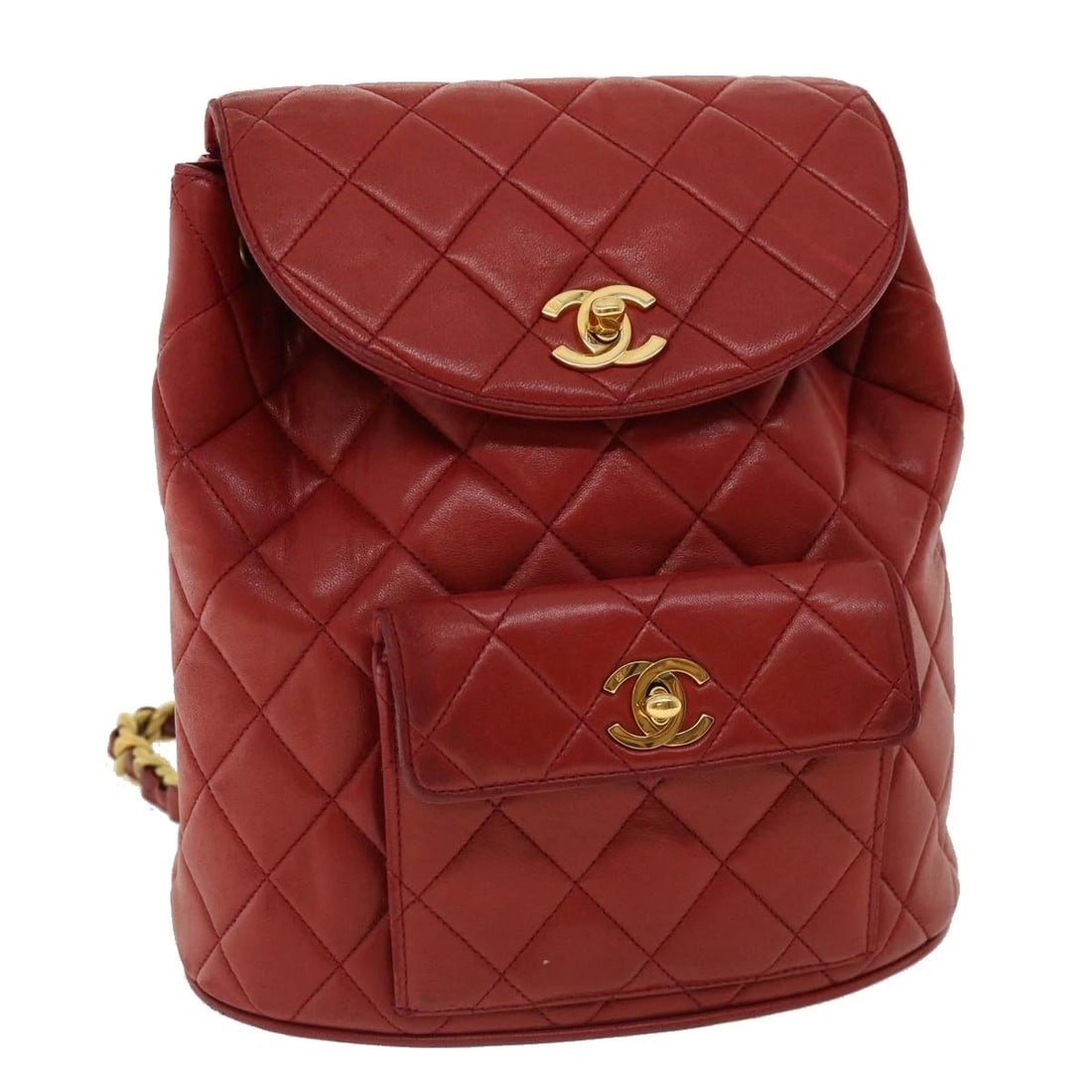 CHANEL MATELASSE CHAIN HAND BAG LAMB SKIN: CHANEL Matelasse Chain Hand Bag Lamb Skin Brand: CHANEL Type/Style: Hand Bag Material: Lamb Skin Color: Red Size: W8.7 x H9.4 x D3.9inch(Approx) Accessories: None Accessories Notice: When