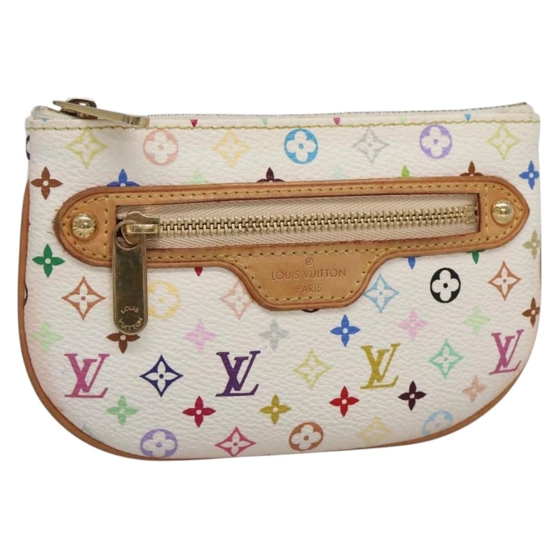 LOUIS VUITTON MULTICOLOR POCHETTE MM POUCH: LOUIS VUITTON Multicolor Pochette MM Pouch Brand: LOUIS VUITTON Type/Style: Pouch Material: Monogram Multicolor Canvas Color: White Size: W5.9 x H3.7 x D0.6inch(Approx) Accessories: None A