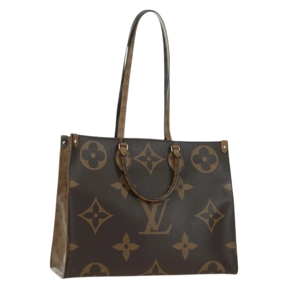 LOUIS VUITTON REVERSE GIANT ON THE GO GM TOTE BAG: LOUIS VUITTON Reverse Giant On The Go GM Tote Bag Brand: LOUIS VUITTON Type/Style: Tote Bag Material: Monogram Canvas Color: Monogram Size: W16.1 x H13.4 x D7.5inch(Approx) Accessories: None <
