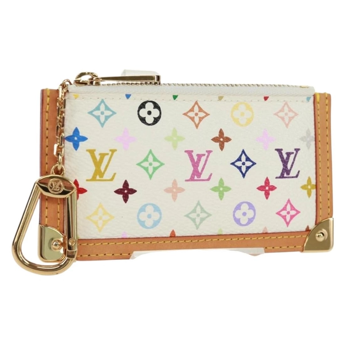 LOUIS VUITTON MULTICOLOR POCHETTE CLES COIN PURSE: LOUIS VUITTON Multicolor Pochette Cles Coin Purse Brand: LOUIS VUITTON Type/Style: Coin Purse Material: Monogram Multicolor Canvas Color: White Size: W4.9 x H2.6 x D0.4inch(Approx) Accessories: No