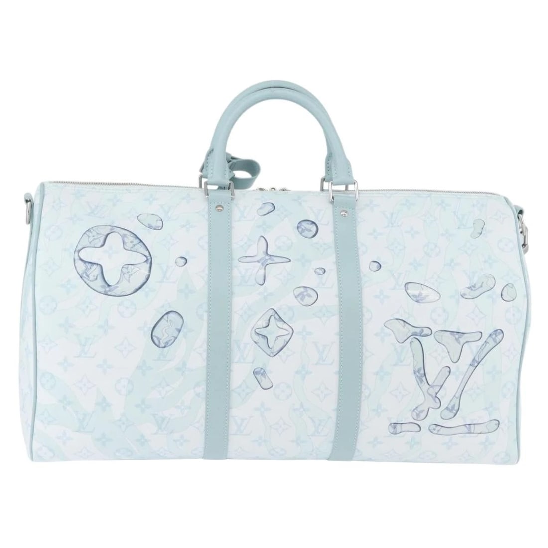 LOUIS VUITTON AQUA GARDEN KEEPALL BANDOULIERE 50: LOUIS VUITTON Aqua Garden Keepall Bandouliere 50 Brand: LOUIS VUITTON Type/Style: Boston Bag Material: Monogram Canvas Color: White Size: W19.7 x H9.8 x D8.7inch(Approx) Accessories: None Accessories