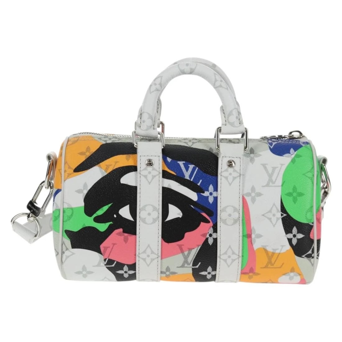 LOUIS VUITTON LV PORTRAIT KEEPALL BANDOULIERE 25 HAND BAG: LOUIS VUITTON LV Portrait Keepall Bandouliere 25 Hand Bag Brand: LOUIS VUITTON Type/Style: Hand Bag Material: Monogram Canvas Color: Multicolor Size: W9.8 x H5.1 x D3.9inch(Approx) Accessories: No
