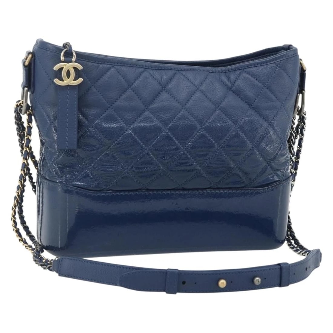 CHANEL CHAIN GABRIEL DE CHANEL BAG GRAINED CALF SKIN: CHANEL Chain Gabriel De Chanel Bag Grained Calf Skin Brand: CHANEL Type/Style: Shoulder Bag Material: Caviar Skin Color: Blue/Gold Size: W9.8 x H8.3 x D3.5inch(Approx) Accessories: None Ac