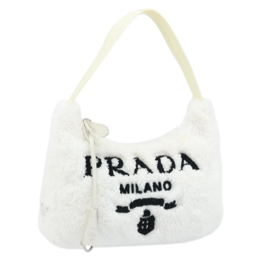 PRADA HAND POUCH HAND BAG PILE WHITE AUTH (1 of 6)