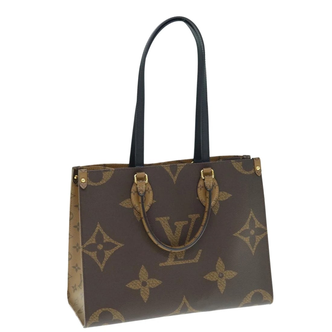 LOUIS VUITTON REVERSE GIANT ON THE GO MM TOTE BAG: LOUIS VUITTON Reverse Giant On The Go MM Tote Bag Brand: LOUIS VUITTON Type/Style: Tote Bag Material: Monogram Canvas Color: Monogram Size: W13.8 x H10.6 x D5.5inch(Approx) Accessories: None <