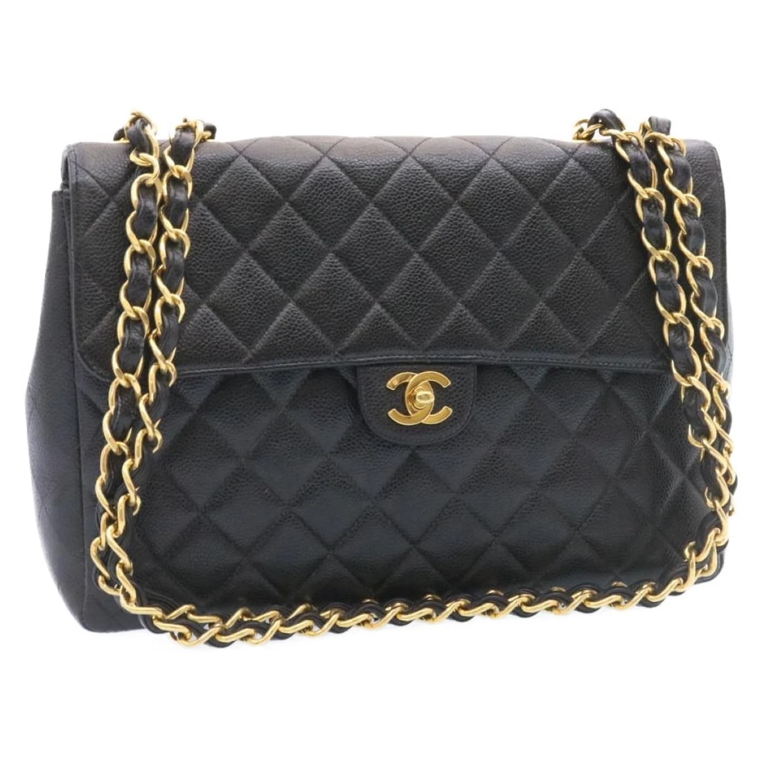 CHANEL BIG MATELASSE 34 FLAP CHAIN BAG GRAINED CALF SKIN (1 of 6)
