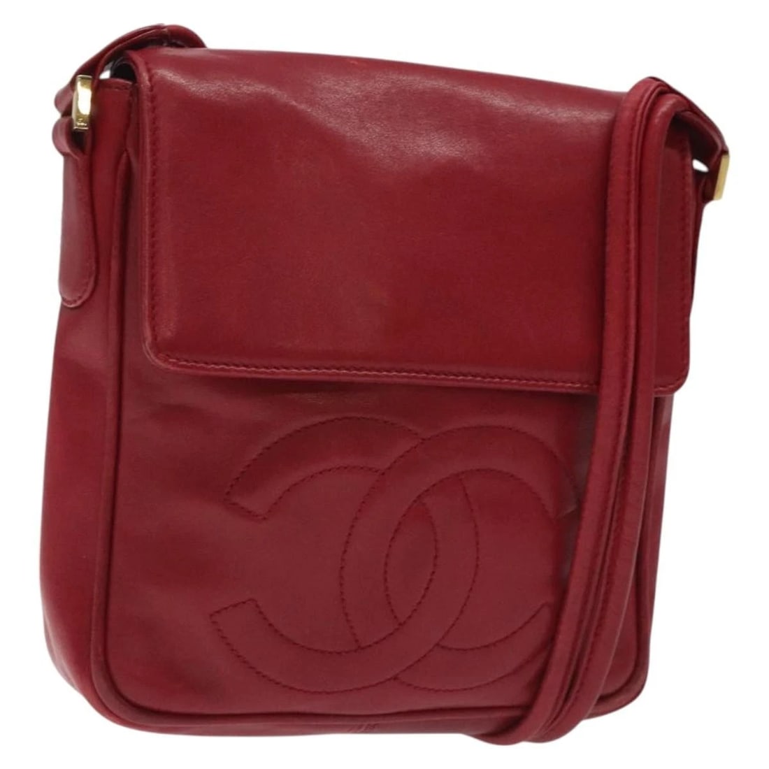 CHANEL COCO MARK SHOULDER BAG LAMB SKIN: CHANEL COCO Mark Shoulder Bag Lamb Skin Brand: CHANEL Type/Style: Shoulder Bag Material: Lamb Skin Color: Red/Gold Size: W6.3 x H6.3 x D1.6inch(Approx) Accessories: None Accessories Notice