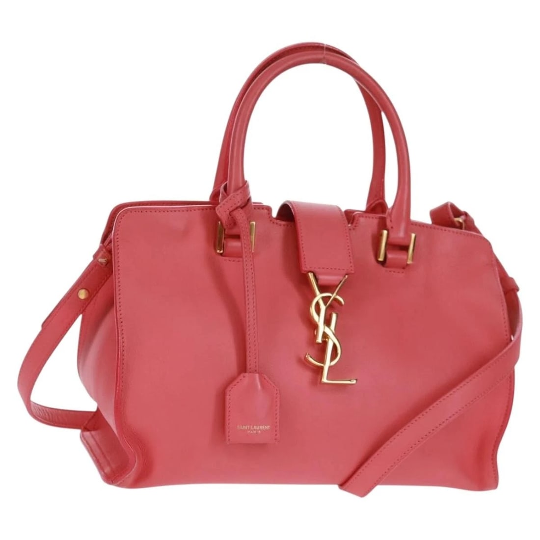 SAINT LAURENT BABY CABAS HAND BAG LEATHER 2WAY: SAINT LAURENT Baby Cabas Hand Bag Leather 2way Brand: SAINT LAURENT Type/Style: Hand Bag Material: Leather Color: Gold/Pink Size: W10.2 x H7.1 x D4.3inch(Approx) Accessories: None Accessor