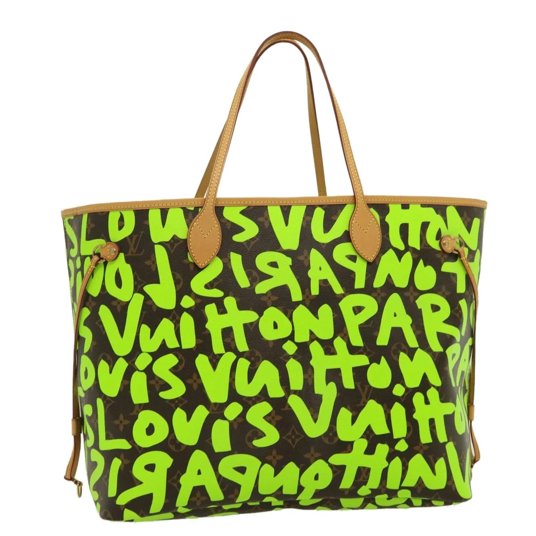 LOUIS VUITTON MONOGRAM GRAFFITI NEVERFULL GM TOTE BAG: LOUIS VUITTON Monogram Graffiti Neverfull GM Tote Bag Brand: LOUIS VUITTON Type/Style: Tote Bag Material: Monogram Graffiti Canvas Color: Monogram/Vert Size: W15.7 x H13.0 x D7.5inch(Approx) Acces