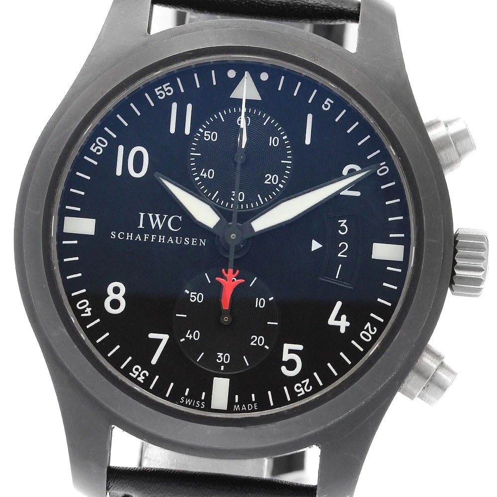 IWC SCHAFFHAUSEN PILOT WATCH CHRONOGRAPH AUTOMATIC WATCH: IWC SCHAFFHAUSEN Pilot watch Chronograph Automatic Watch Brand: IWC SCHAFFHAUSEN Type/Style: Wristwatch Material: Band Material leather, Case Material Titanium / ceramic Color: Dial Color black Size: 