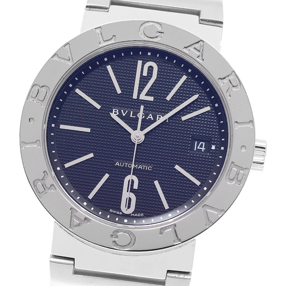 BVLGARI DATE BLACK AUTOMATIC WATCH: BVLGARI Date Black Automatic Watch Brand: BVLGARI Type/Style: Wristwatch Material: Band Material Stainless Steel, Case Material Stainless Steel Color: Dial Color black Size: Case size About 38mm (1.5i