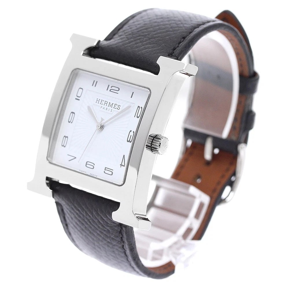 HERMES WATCH WHITE QUARTZ WATCH: HERMES watch White Quartz Watch Brand: HERMES Type/Style: Wristwatch Material: Band Material leather, Case Material Stainless Steel Color: Dial Color white Size: Case size About 31mm (1.2inch) (not