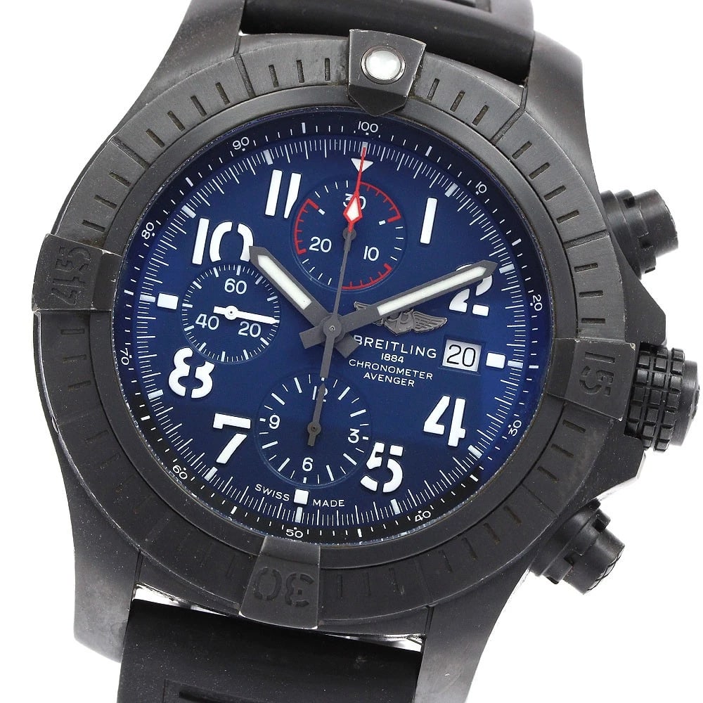 BREITLING SUPER NAVY AUTOMATIC WATCH: BREITLING Super Navy Automatic Watch Brand: BREITLING Type/Style: Wristwatch Material: Band Material rubber, Case Material Stainless Steel Color: Dial Color Navy Size: Case size About 45mm (1.8inch)