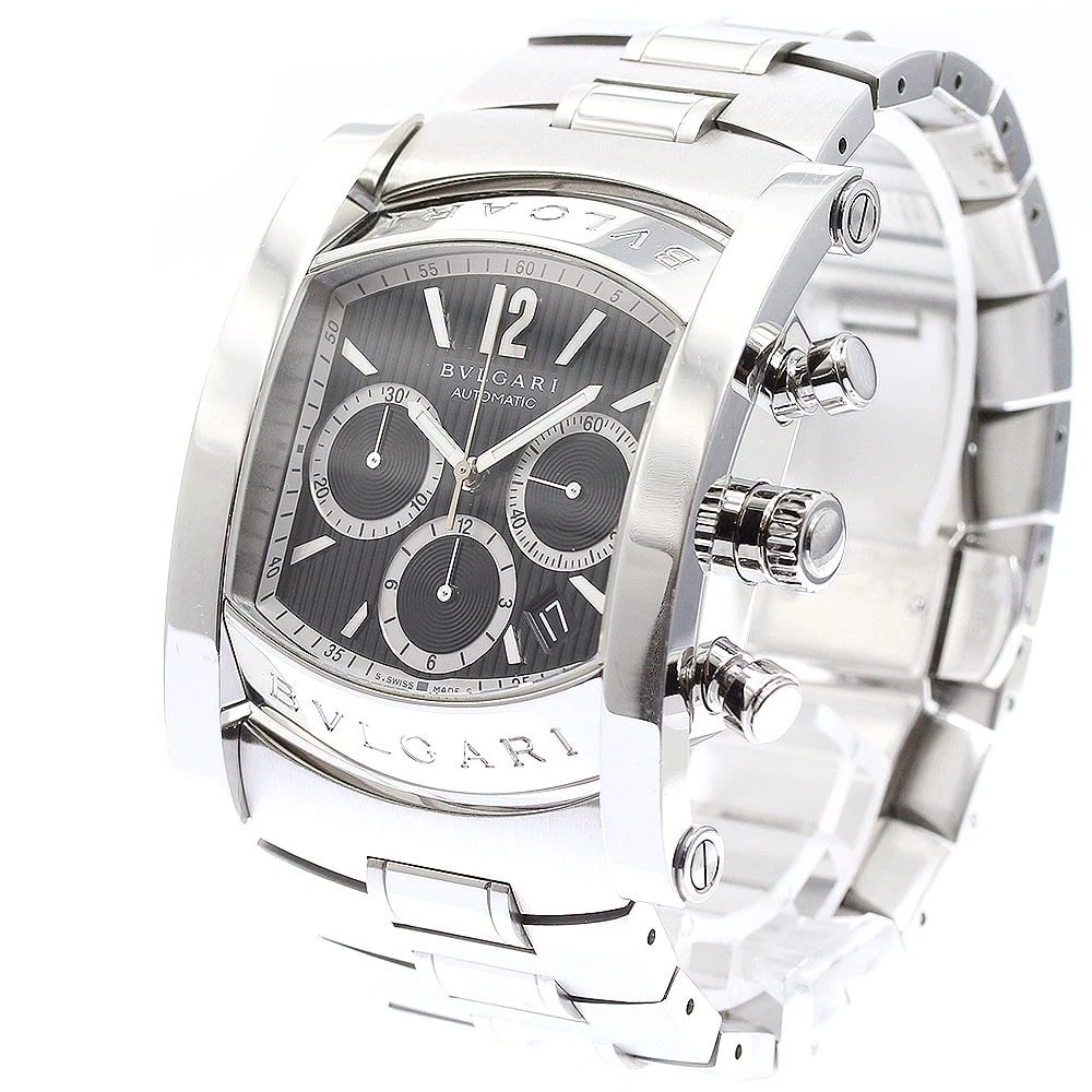 BVLGARI CHRONOGRAPH DATE BLACK AUTOMATIC WATCH: BVLGARI Chronograph Date black Automatic Watch Brand: BVLGARI Type/Style: Wristwatch Material: Band Material Stainless Steel, Case Material Stainless Steel Color: Dial Color black Size: Case size