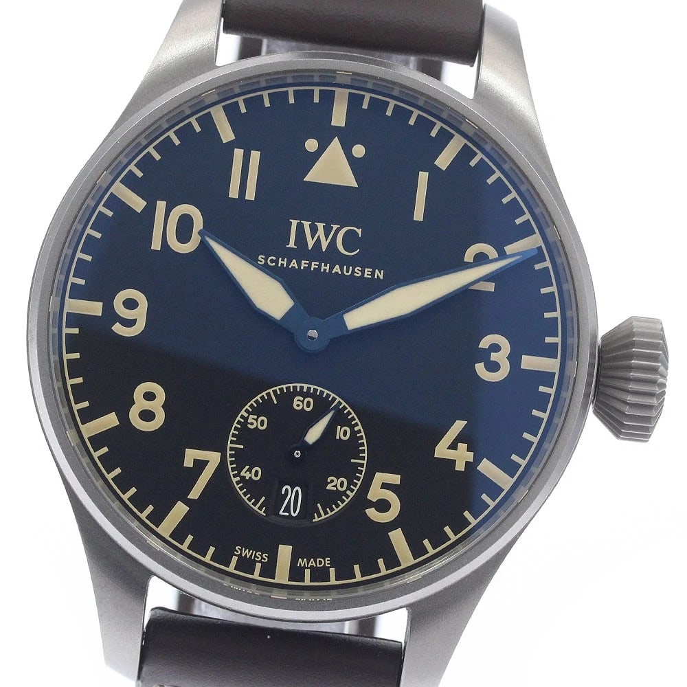 IWC SCHAFFHAUSEN PILOT HERITAGE WATCH: IWC SCHAFFHAUSEN Pilot Heritage Watch Brand: IWC SCHAFFHAUSEN Type/Style: Wristwatch Material: Band Material leather, Case Material titanium Color: Dial Color black Size: Case size About 47mm