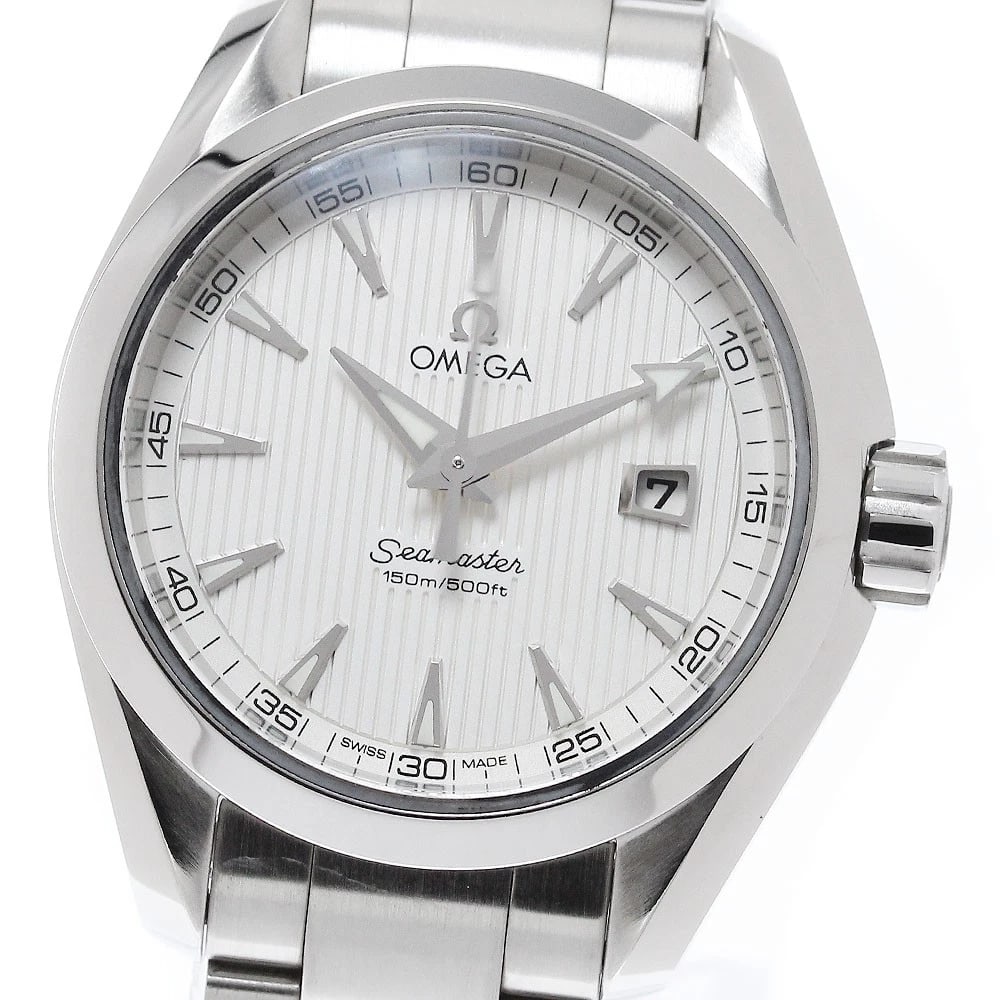 OMEGA SEAMASTER AQUA TERRA DATE QUARTZ WATCH: OMEGA Seamaster Aqua Terra Date Quartz Watch Brand: OMEGA Type/Style: Wristwatch Material: Band Material Stainless Steel, Case Material Stainless Steel Color: Dial Color Silver Size: Case Size About30