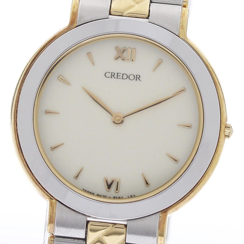 SEIKO CREDOR BEIGE DIAL QUARTZ WATCH: SEIKO CREDOR beige Dial Quartz Watch Brand: SEIKO Type/Style: Wristwatch Material: Band Material Stainless Steel/Gold Plated, Case Material Stainless Steel/K18YG Color: Dial Color beige Size: Case