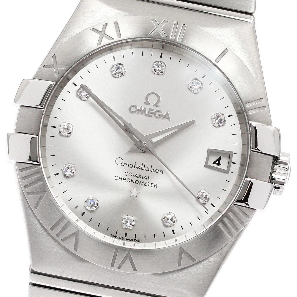 OMEGA CONSTELLATION DIAMOND AUTOMATIC WATCH: OMEGA Constellation diamond Automatic Watch Brand: OMEGA Type/Style: Wristwatch Material: Band Material Stainless Steel, Case Material Stainless Steel Color: Dial Color Silver Size: Case Size About35m