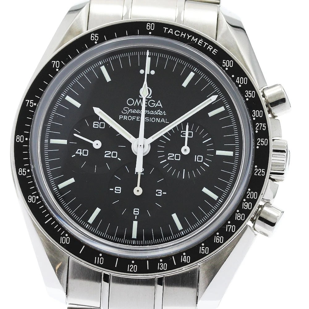 OMEGA SPEEDMASTER PROFESSIONAL HAND WINDING WATCH: OMEGA Speedmaster Professional Hand Winding Watch Brand: OMEGA Type/Style: Wristwatch Material: Band Material Stainless Steel, Case Material Stainless Steel Color: Dial Color black Size: Case Size Abo