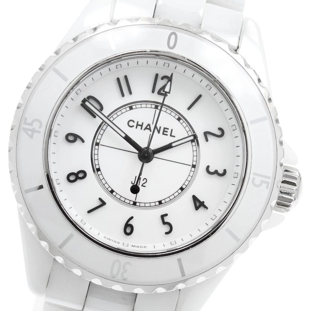 CHANEL J12 WHITE CERAMIC WHITE DIAL QUARTZ WATCH: CHANEL J12 White Ceramic white Dial Quartz Watch Brand: CHANEL Type/Style: Wristwatch Material: Band Material Stainless Steel / ceramic, Case Material Stainless Steel / ceramic Color: Dial Color