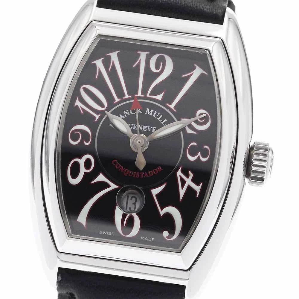 FRANCK MULLER CONQUISTADOR DATE BLACK DIAL AUTOMATIC WATCH: FRANCK MULLER Conquistador Date Black Dial Automatic Watch Brand: FRANCK MULLER Type/Style: Wristwatch Material: Band Material leather, Case Material Stainless Steel Color: Dial Color black Size: Case