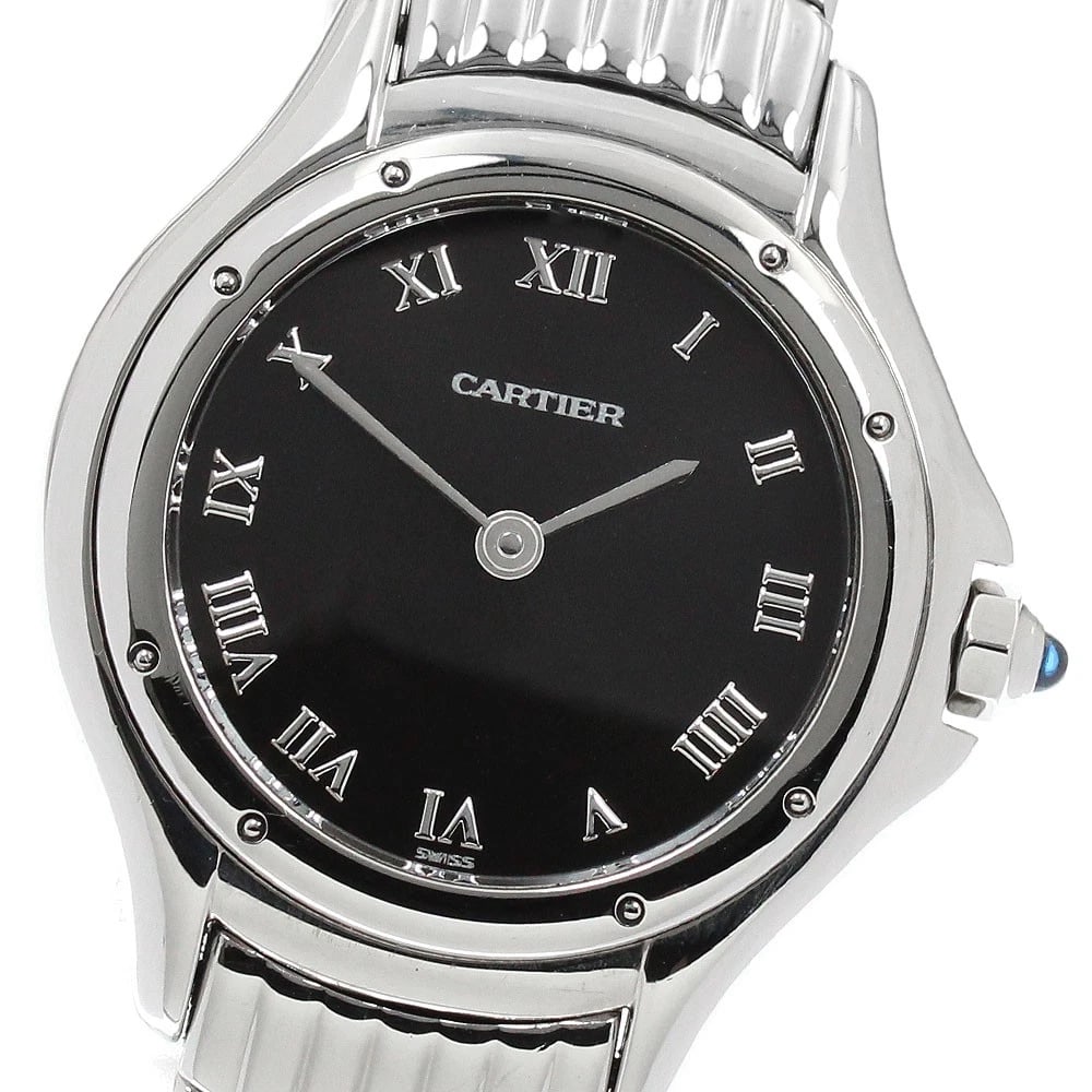 CARTIER COUGAR SM BLACK DIAL QUARTZ WATCH: CARTIER Cougar SM Black Dial Quartz Watch Brand: CARTIER Type/Style: Wristwatch Material: Band Material Stainless Steel, Case Material Stainless Steel Color: Dial Color black Size: Case Size About26mm