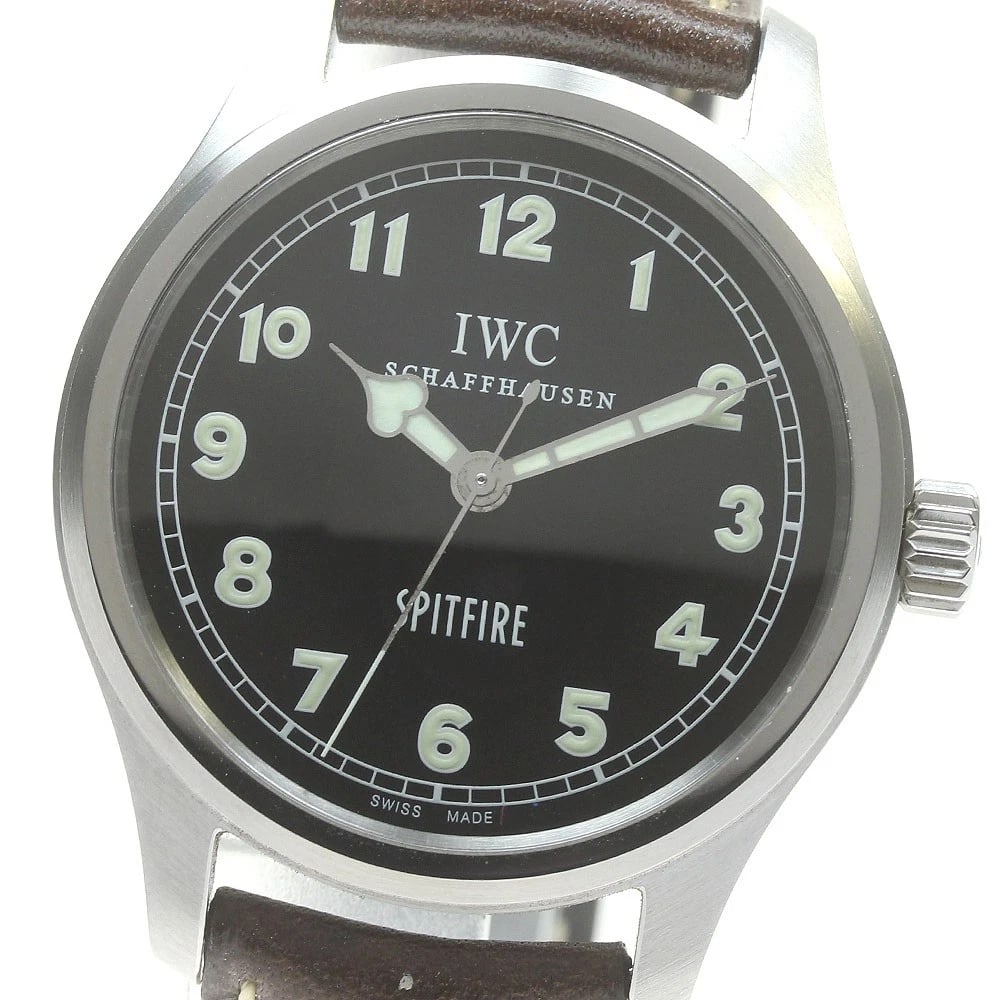 IWC SCHAFFHAUSEN MARK SPITFIRE BATTLE OF BRITAIN WATCH: IWC SCHAFFHAUSEN Mark Spitfire Battle of Britain Watch Brand: IWC SCHAFFHAUSEN Type/Style: Wristwatch Material: Band Material leather, Case Material Stainless Steel Color: Dial Color black Size: Case 