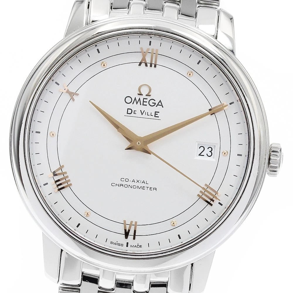 OMEGA DE VILLE PRESTIGE COAXIAL AUTOMATIC WATCH: OMEGA De Ville Prestige Coaxial Automatic Watch Brand: OMEGA Type/Style: Wristwatch Material: Band Material Stainless Steel, Case Material Stainless Steel Color: Dial Color Silver Size: Case Size