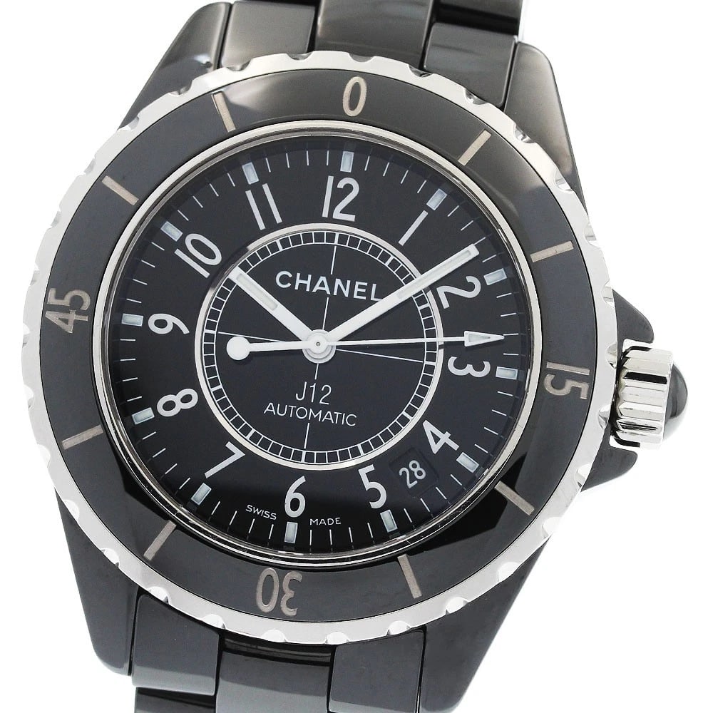 CHANEL J12 BLACK CERAMIC DATE BLACK DIAL AUTOMATIC WATCH: CHANEL J12 Black Ceramic Date black Dial Automatic Watch Brand: CHANEL Type/Style: Wristwatch Material: Band Material Ceramic / Stainless Steel, Case Material Ceramic / Stainless Steel Color: Dial