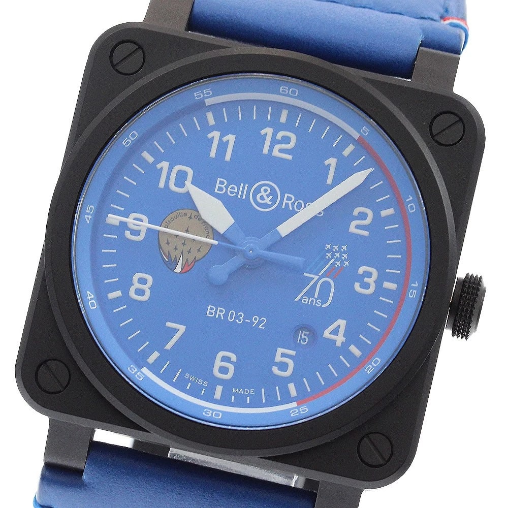 BELL?ROSS PATROUILLE DE FRANCE WATCH: Bell?Ross Patrouille de France Watch Brand: Bell?Ross Type/Style: Wristwatch Material: Band Material leather, Case Material ceramic Color: Dial Color blue Size: Case Size About42mm (1.7inch) Wrist