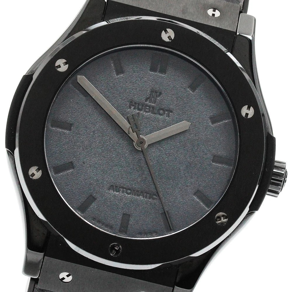 HUBLOT CLASSIC FUSION BERLUTI ALL BLACK WATCH: HUBLOT Classic Fusion Berluti All Black Watch Brand: HUBLOT Type/Style: Wristwatch Material: Band Material Leather / Rubber, Case Material Titanium / ceramic Color: Dial Color black Size: Case Size