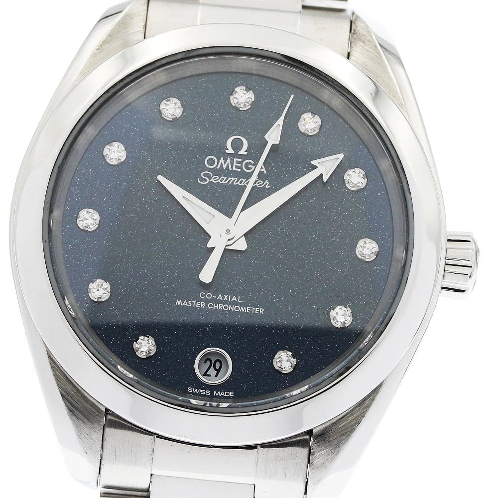 OMEGA SEAMASTER AQUA TERRA WATCH: OMEGA Seamaster Aqua Terra Watch Brand: OMEGA Type/Style: Wristwatch Material: Band Material Stainless Steel, Case Material Stainless Steel Color: Dial Color Navy Size: Case Size About34mm (1.3inch) W