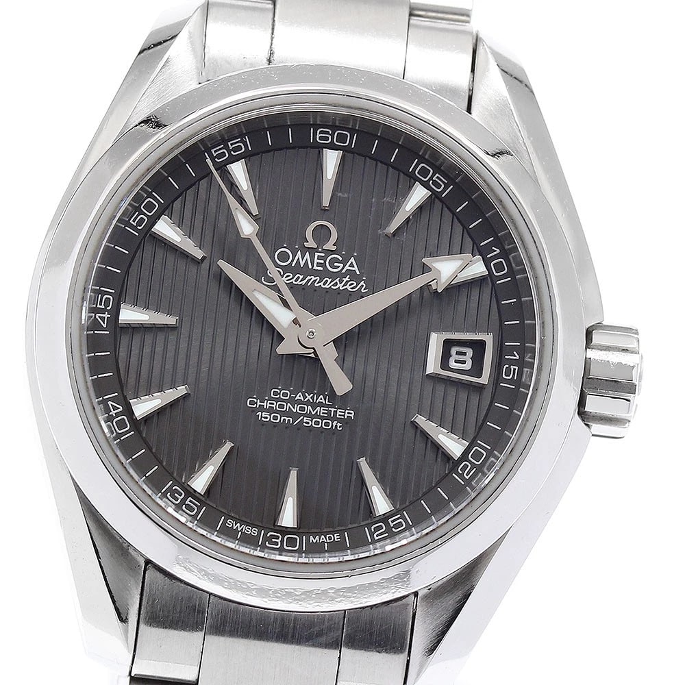 OMEGA SEAMASTER AQUA TERRA DATE AUTOMATIC WATCH: OMEGA Seamaster Aqua Terra Date Automatic Watch Brand: OMEGA Type/Style: Wristwatch Material: Band Material Stainless Steel, Case Material Stainless Steel Color: Dial Color gray Size: Case Size About3